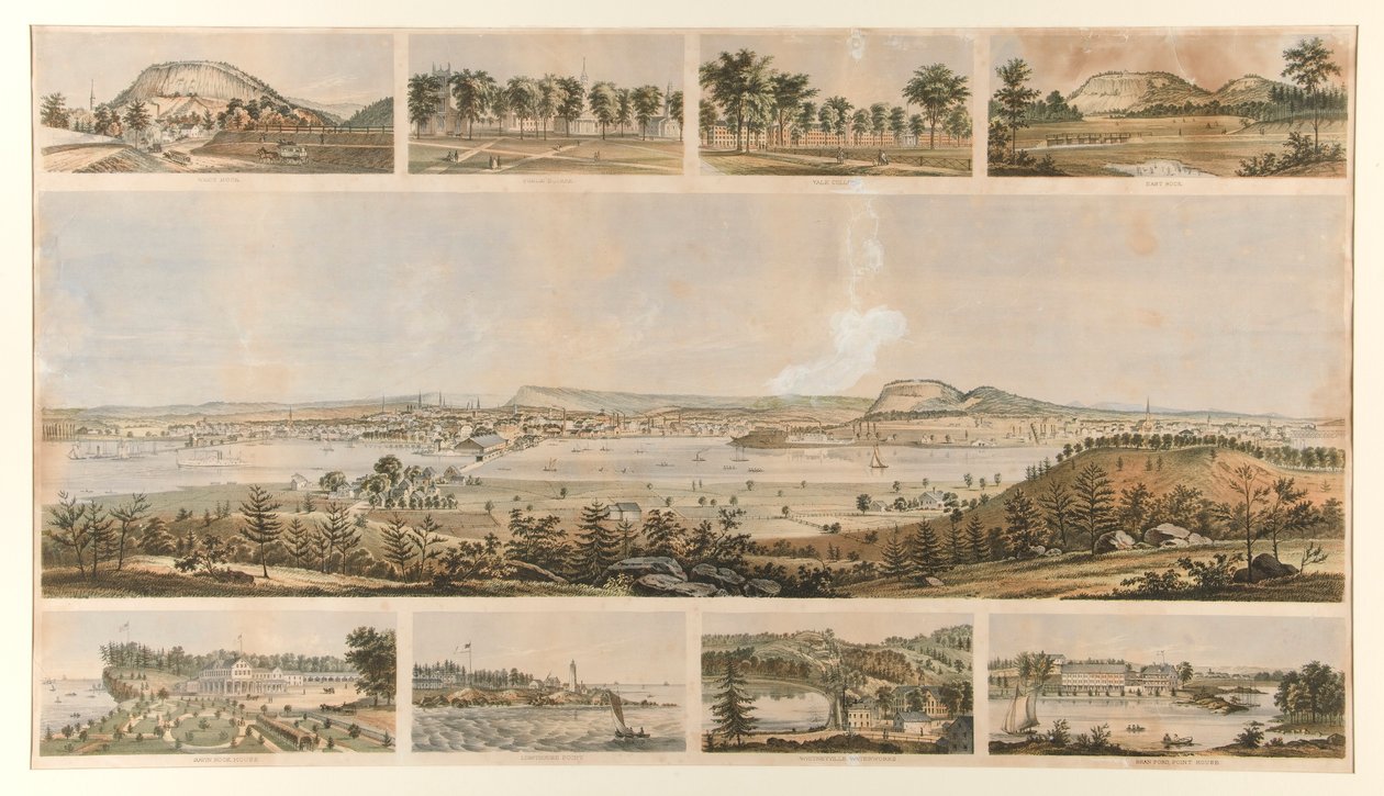 New Haven (9 visninger, panorama og 8 vignetter) av Unknown