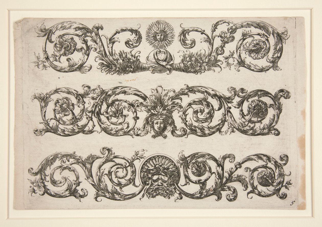 Ornamental design med blomster-arabesker (sol) av Unknown