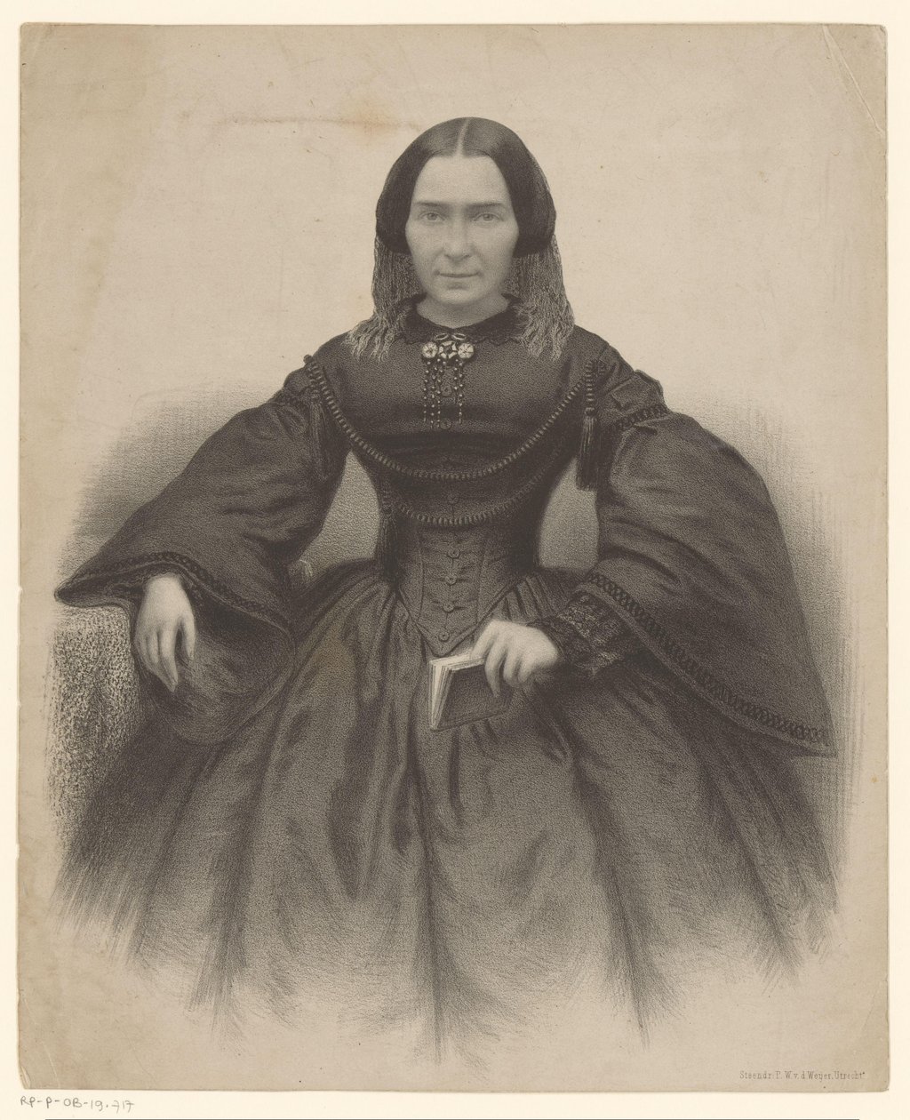 Portrett av en ukjent kvinne i en svart kjole av Unknown
