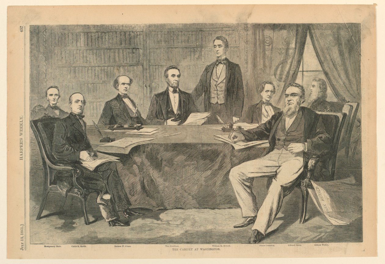 President Lincoln og hans kabinettmedlemmer i Washington, D.C., fra Harper