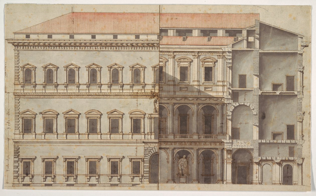 Gjengivelse av Palazzo Farnese, Roma av Unknown