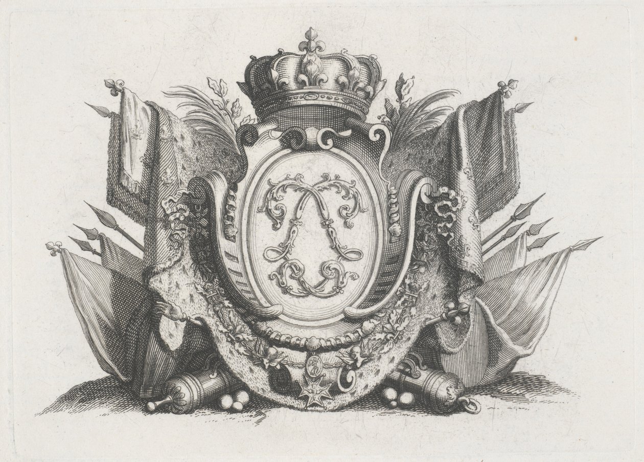 Royal Crest med krone og flagg og interlaced av Unknown