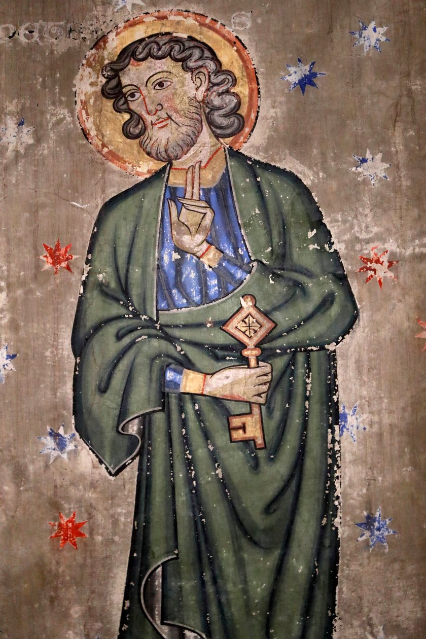 Saint-Pierre-le-Jeune protestantiske kirke, Saint Peter, Fresco, Strasbourg, Frankrike. av Unknown