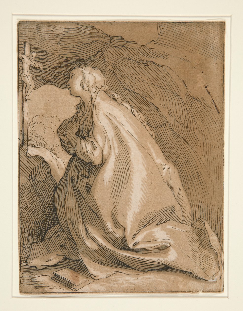 Saint Mary Magdalen i hulen mot venstre av Unknown