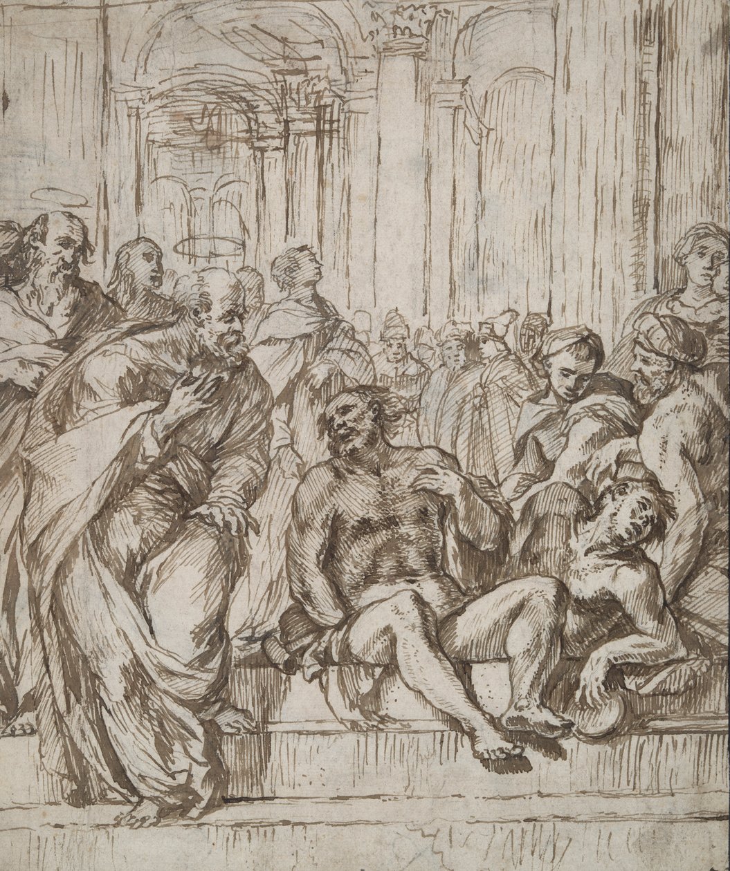 De hellige Peter og Paulus helbreder den lamme mannen av Unknown