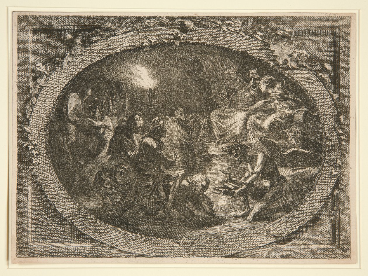 Satanisk scene med Voltaire av Unknown