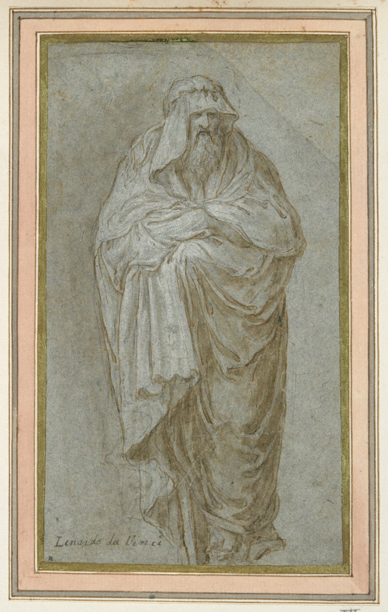 Stående figur drapert i kappe av Unknown