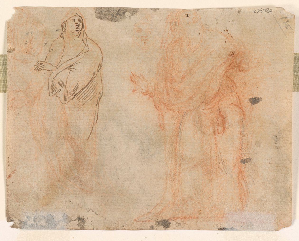 Studier av fallende figurer (recto); Studier av figurer i draperte klær (verso) av Unknown