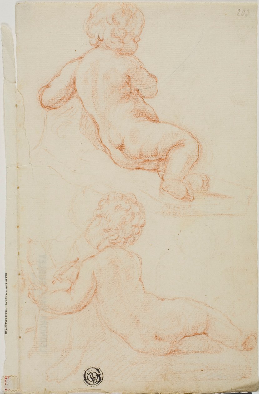 To Putti sett fra baksiden, en skriver av Unknown