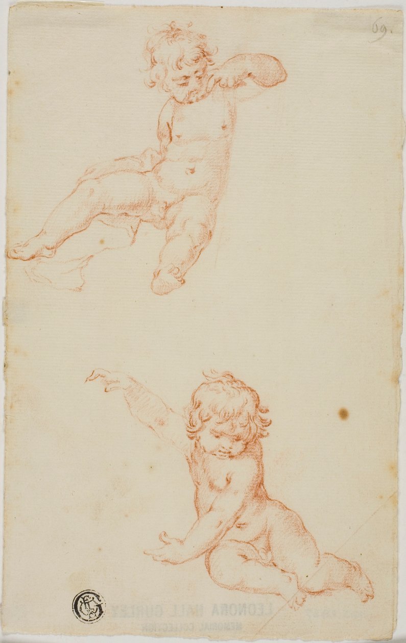 To sittende Putti av Unknown