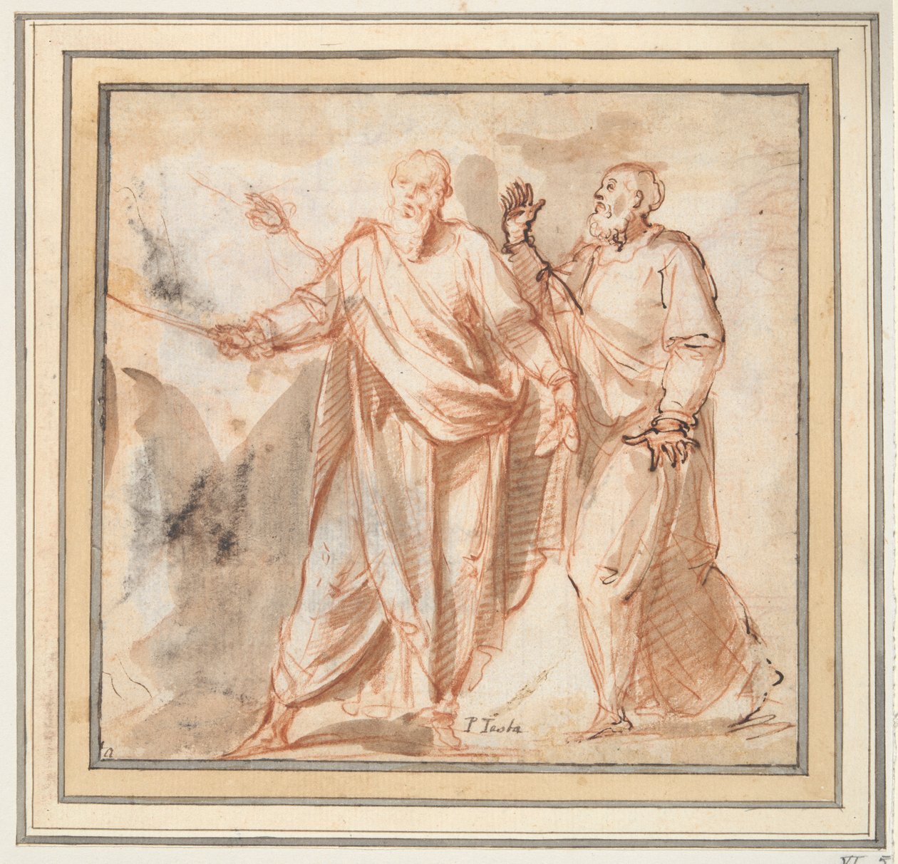 To stående mannsfigurer (Moses og Aron?) av Unknown