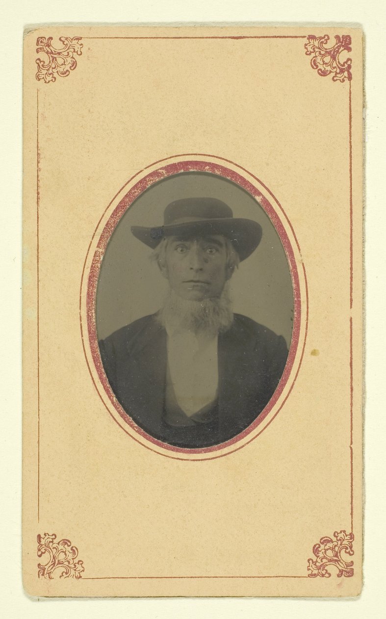 Uten tittel (Portrett av en skjegget mann med hatt) av Unknown