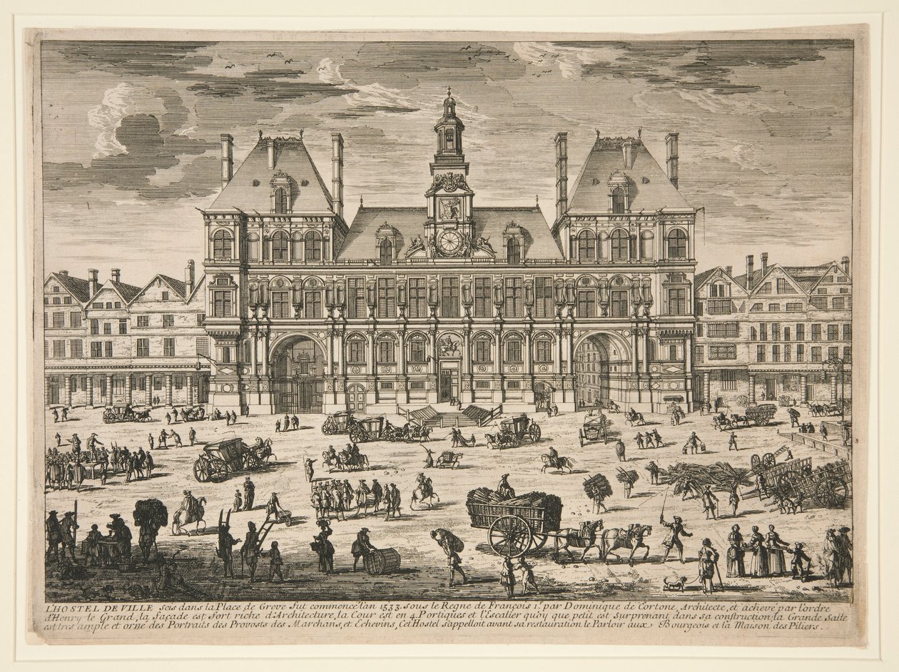 Utsikt over Hotel de Ville, Paris av Unknown