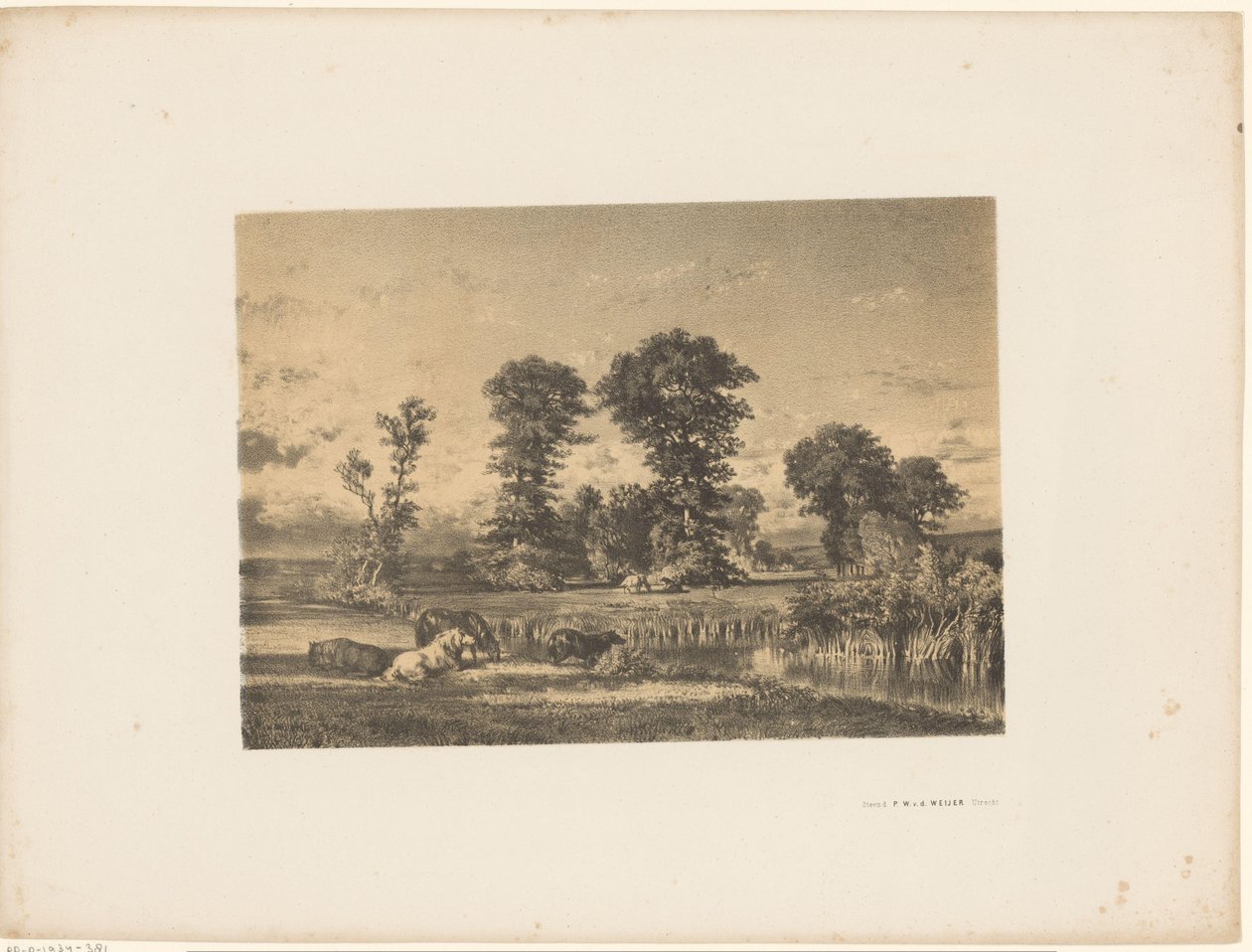 Beitelandskap med beitende hester av Unknown