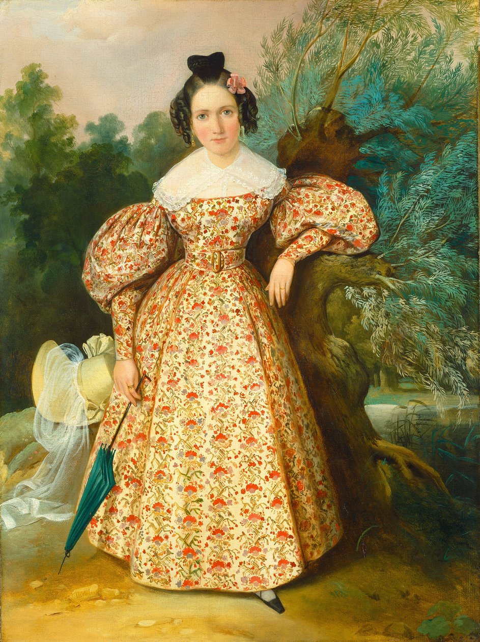 Portrett av en ung dame av Unknown 19th Century