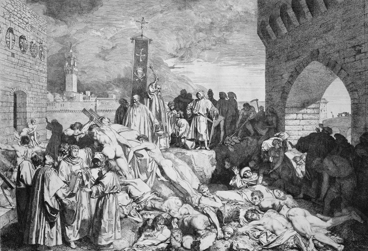 - Den store pesten i Firenze i 1348 - Pesten i Firenze i 1348 - av Unknown artist