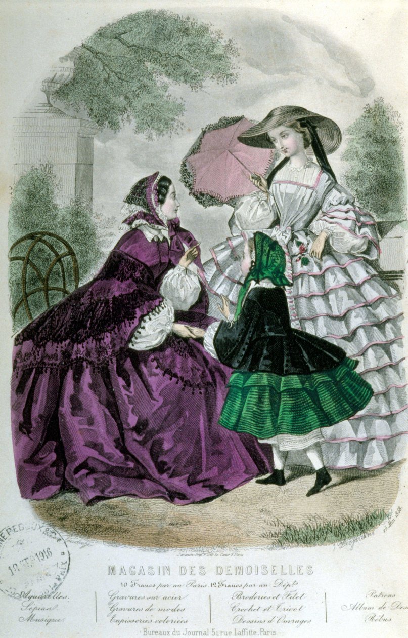 2 kvinner og 1 jente - i "" Magazine des Demoiselles"" av Unknown artist