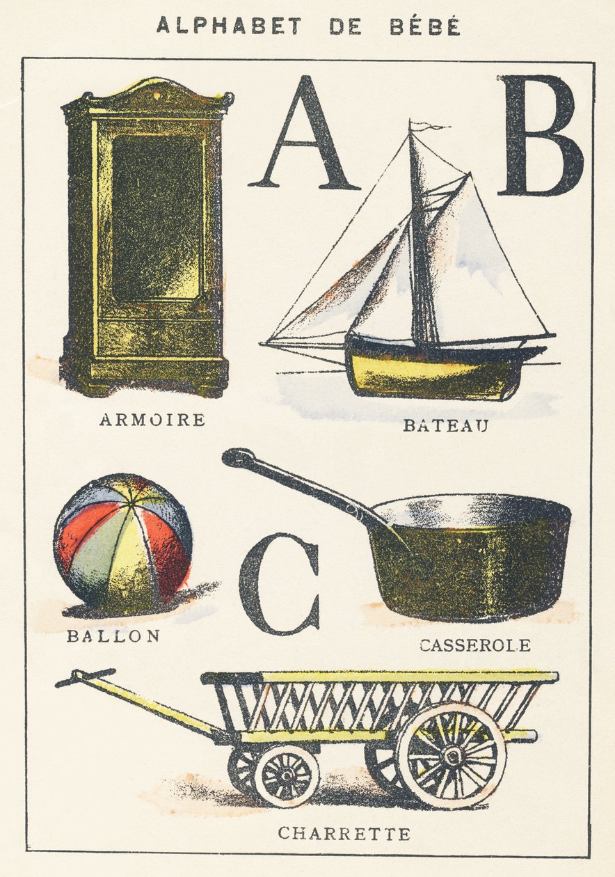 A B C: skap, båt, ballong, gryte, vogn av Unknown artist