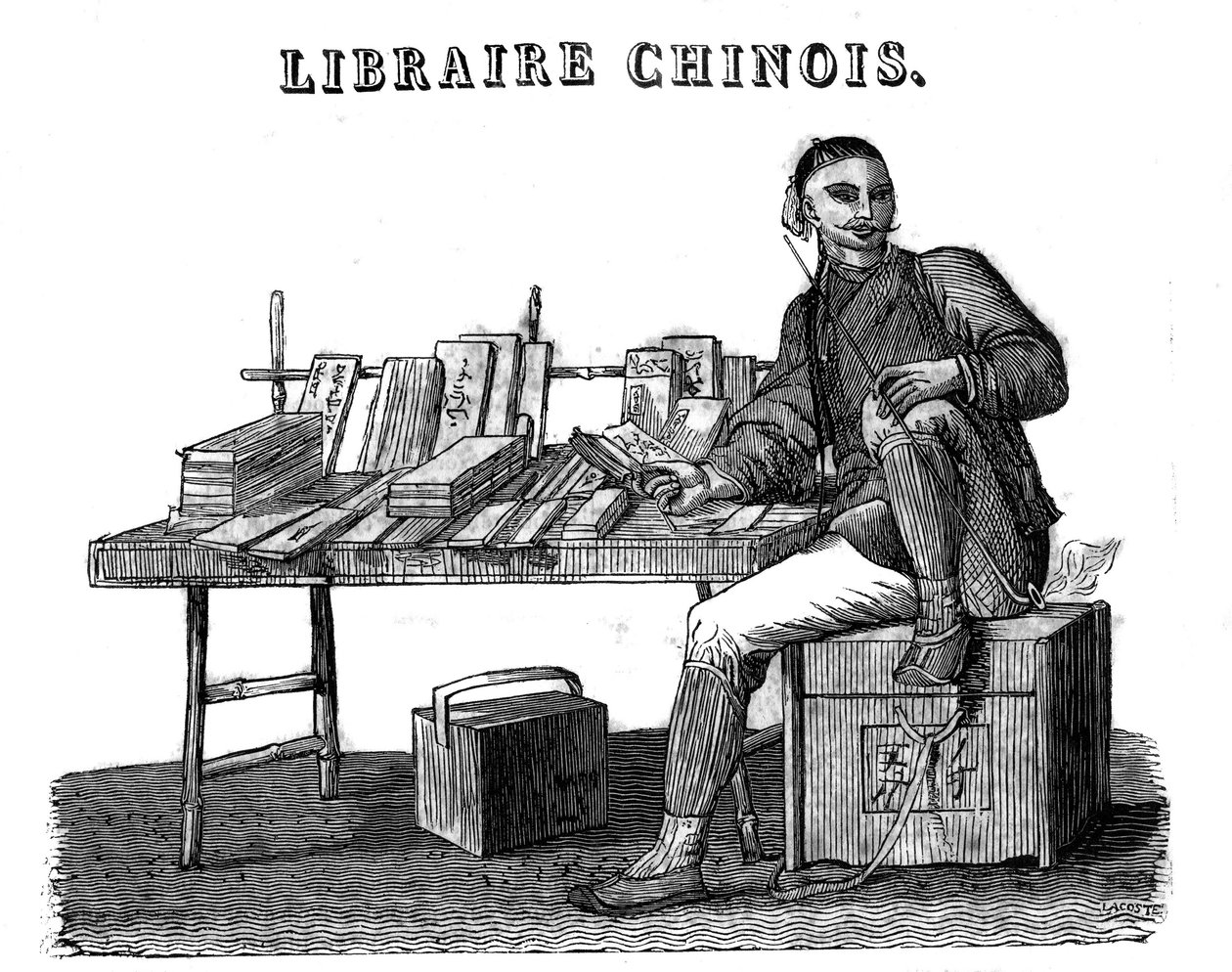 A Chinese bookseller in the 19th century. av Unknown artist