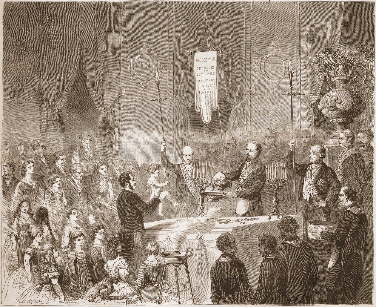En Maconnic Bapteme på hytta til Fraternelle Amitive i 1861. av Unknown artist