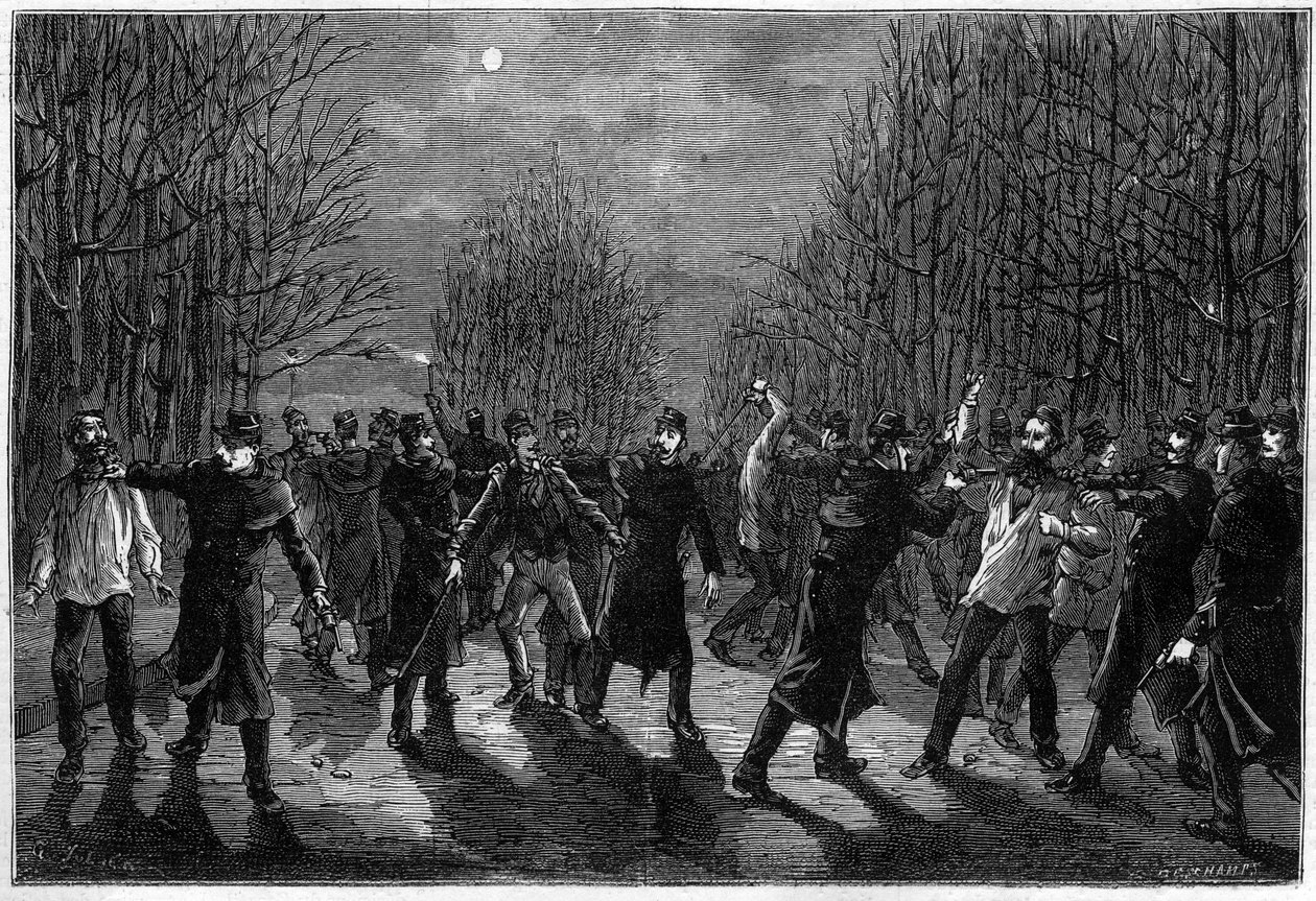En slått til forbryterne i Bois de Boulogne i Paris i 1883 av Unknown artist