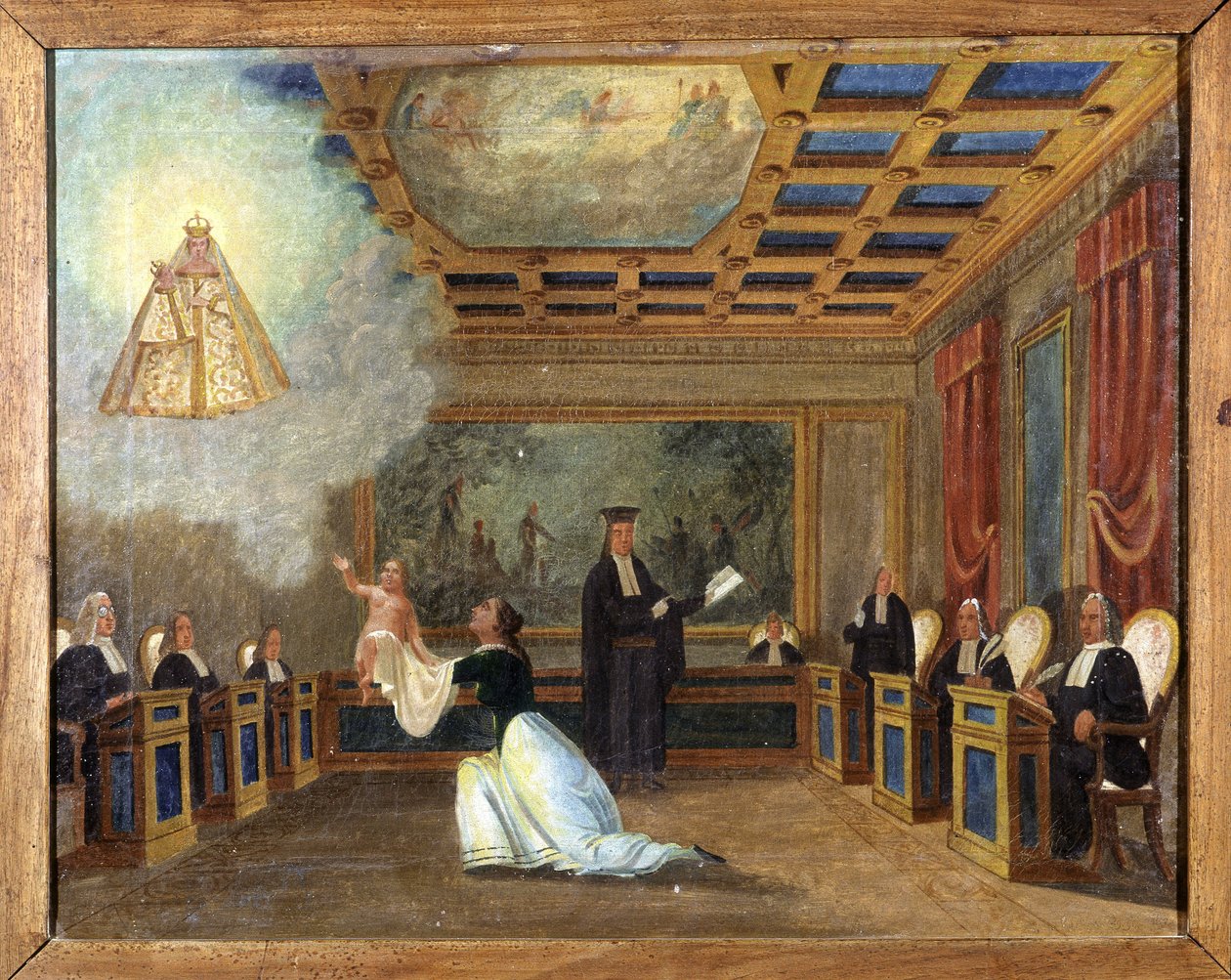 Et barn stilt for en domstol - ex-voto av Notre Dame de Laghet av Unknown artist