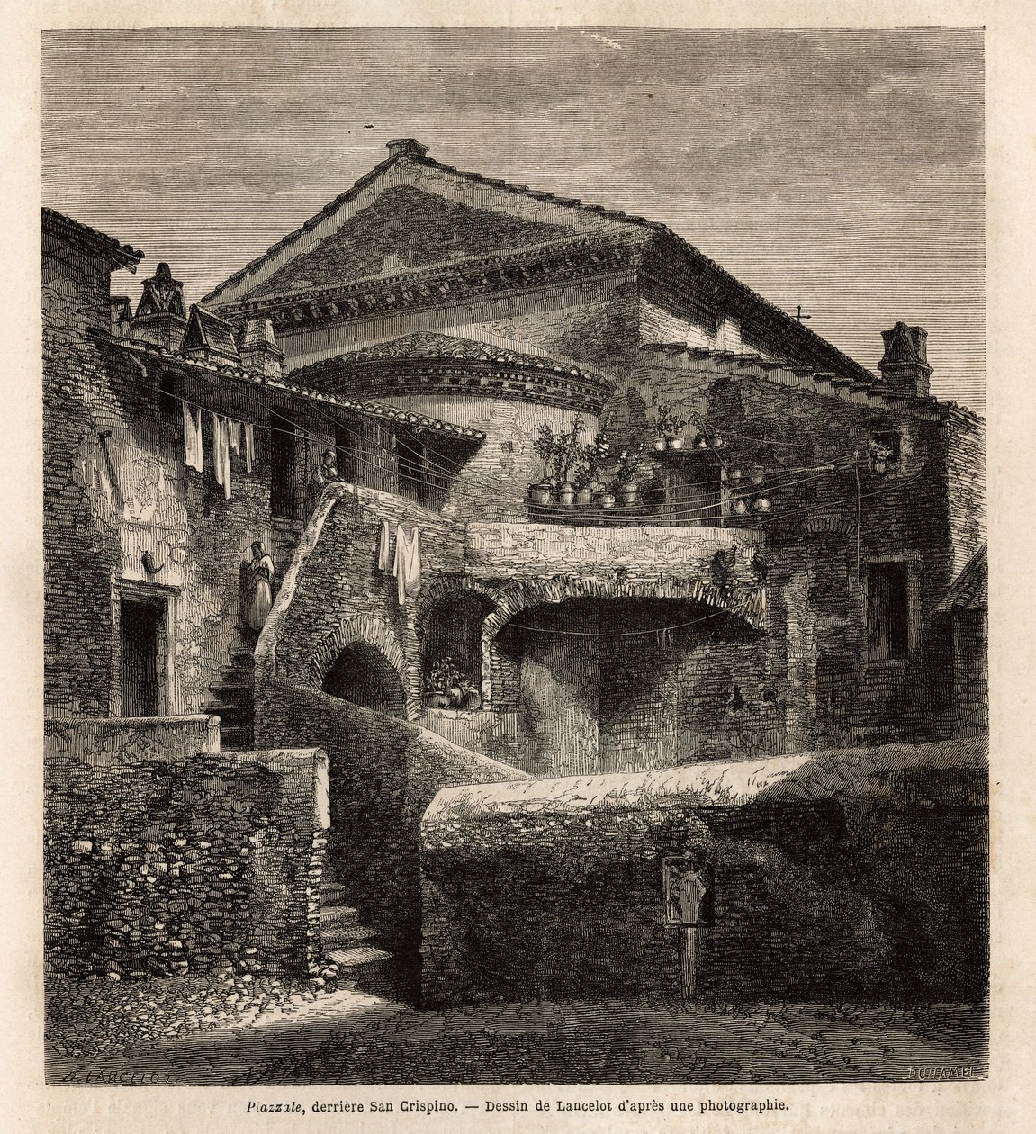 En cloaca bak kapellet i San Crispino av Unknown artist