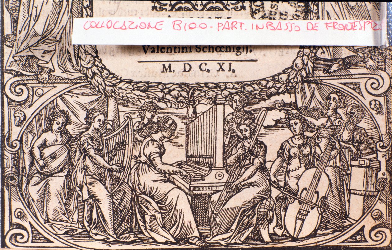 En konsert, detalj. Frontispice av kompendium av musikk av Adam Gumpeltzhaimer av Unknown artist