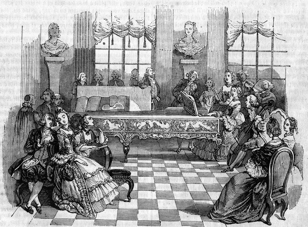 En konsert på 1700-tallet. av Unknown artist