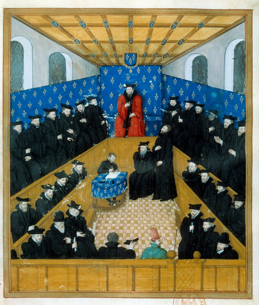 En domstol på 1400-tallet. Miniatyr. Paris, B N av Unknown artist
