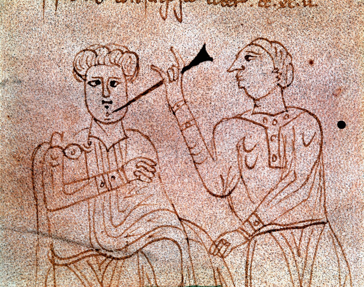 En tannkirurg opererer en miniatyrpasient fra manuskriptet "" De surgia""" Venezia Biblioteca Marciana fra 1200-tallet av Unknown artist