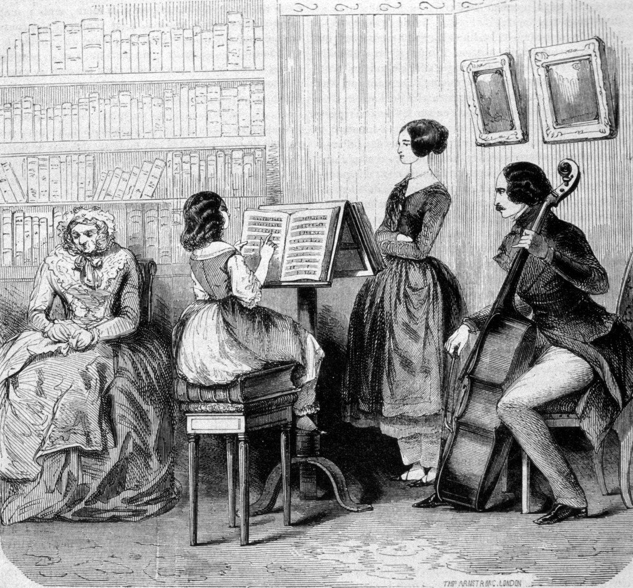 En familiekonsert, gravering rundt 1860. av Unknown artist