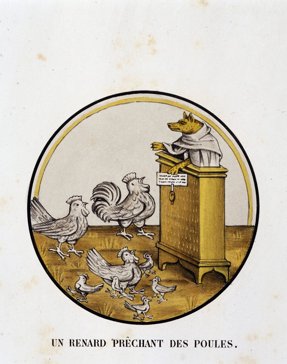 A fox prechant of høns (renart-roman) - religiøs karikatur, Limoges av Unknown artist