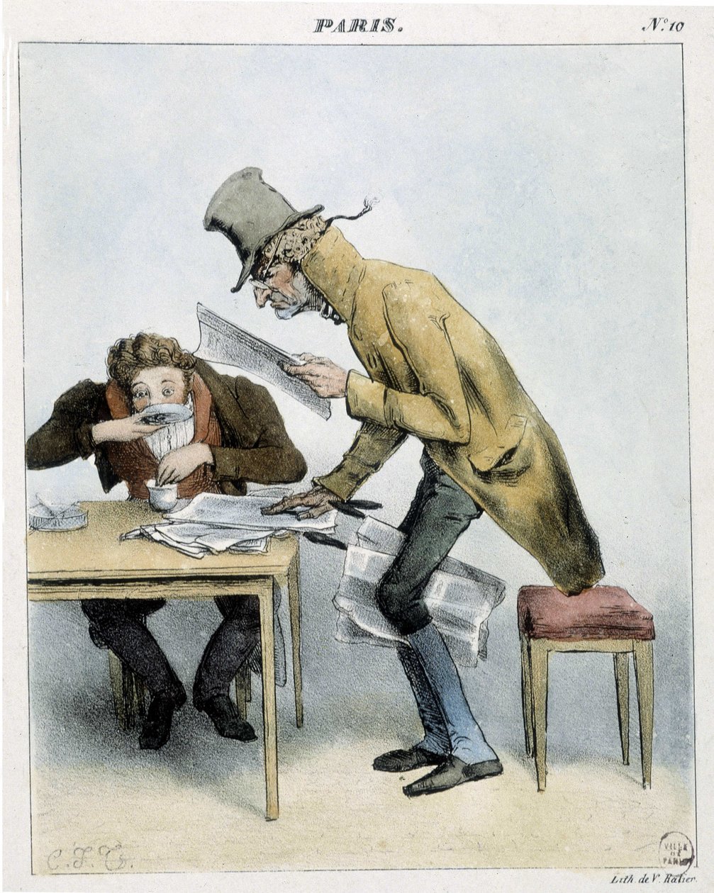 En griper Momus-kaffe i Paris - 1821, Carnavalet av Unknown artist