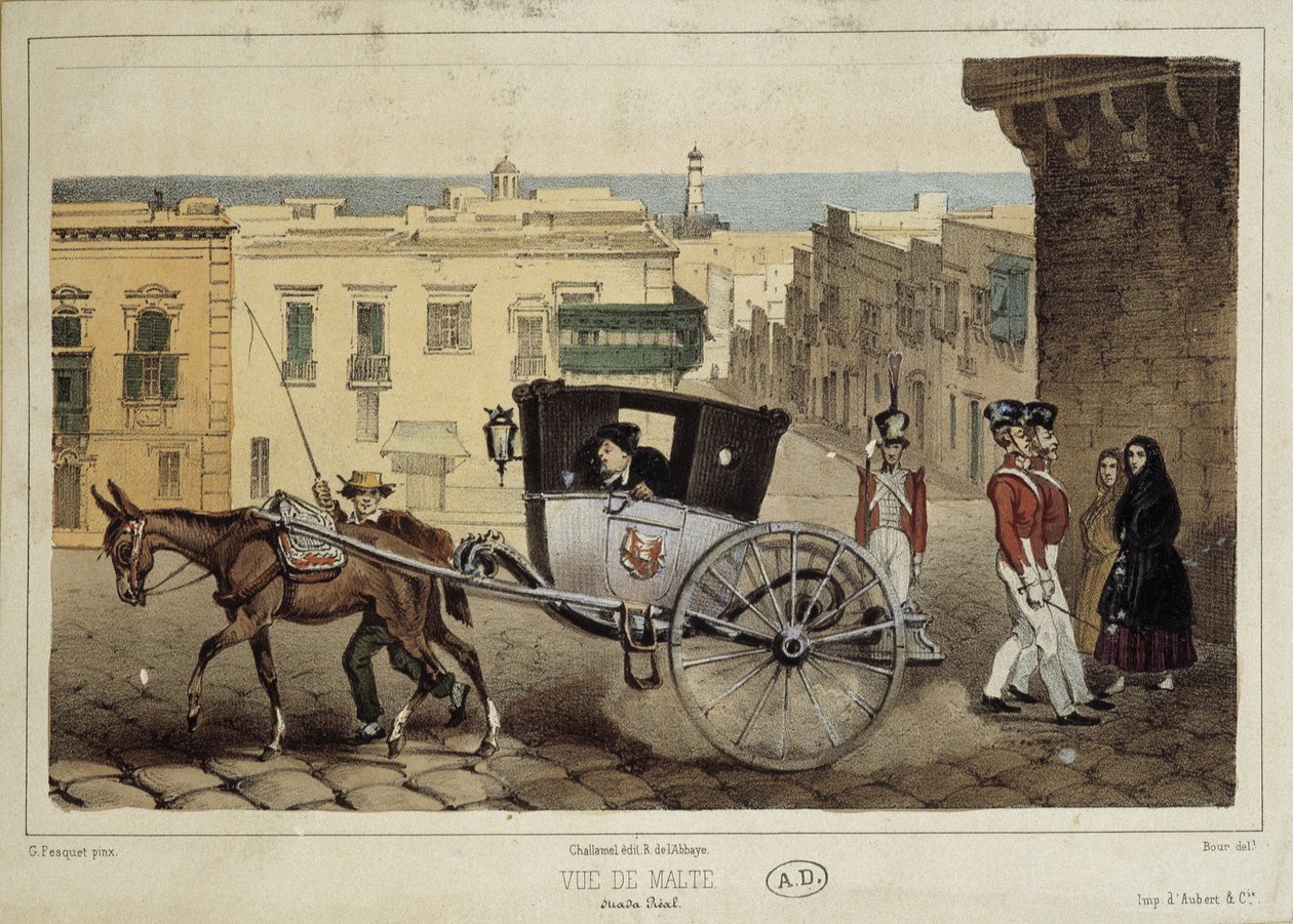 Et stikk i gatene på Malta - gravering av Unknown artist