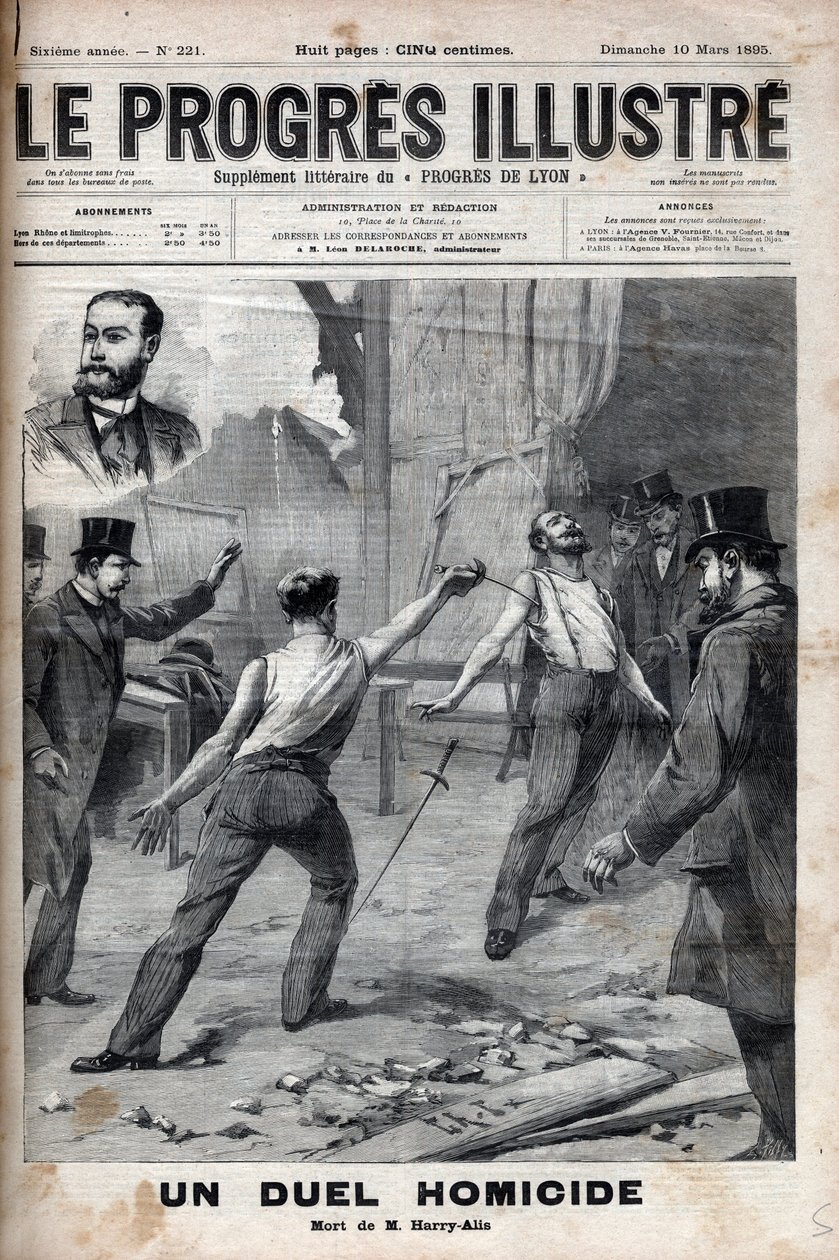 En drapsduell - 1. mars 1895, en duell med talen mellom to medlemmer av komiteen for fransk Afrika, som tidligere var gode kamerater, Alfred Le Chatelier og Hippolyte Percher, alias Harry Alis, og denne av Unknown artist