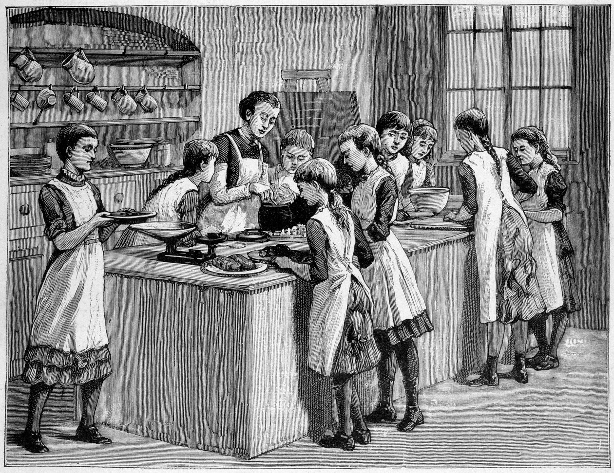 A kitchen class in England. av Unknown artist
