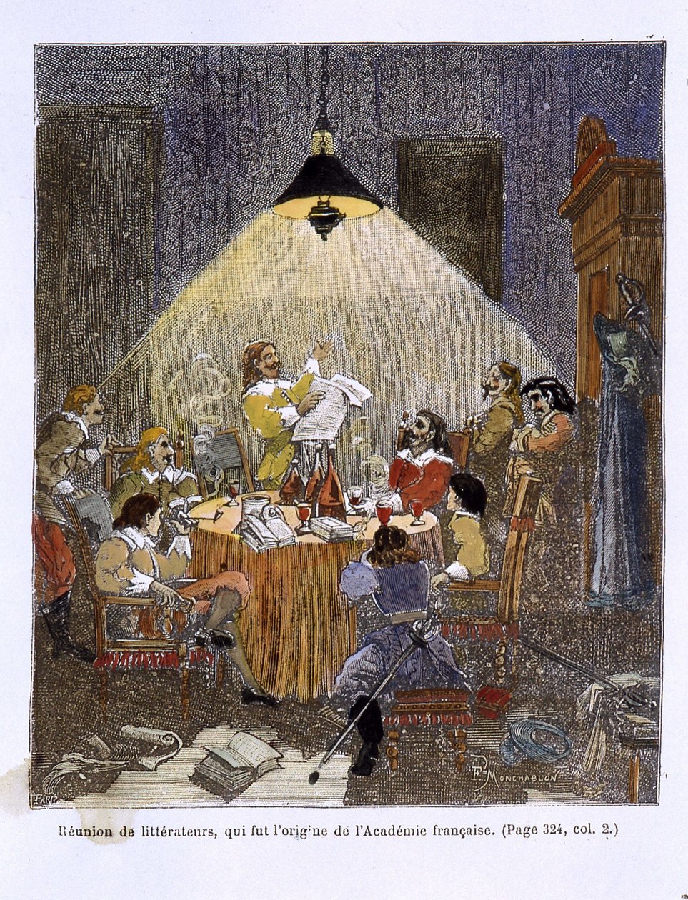 Et møte med litteratører, som var opphavet til det franske akademiet av Unknown artist