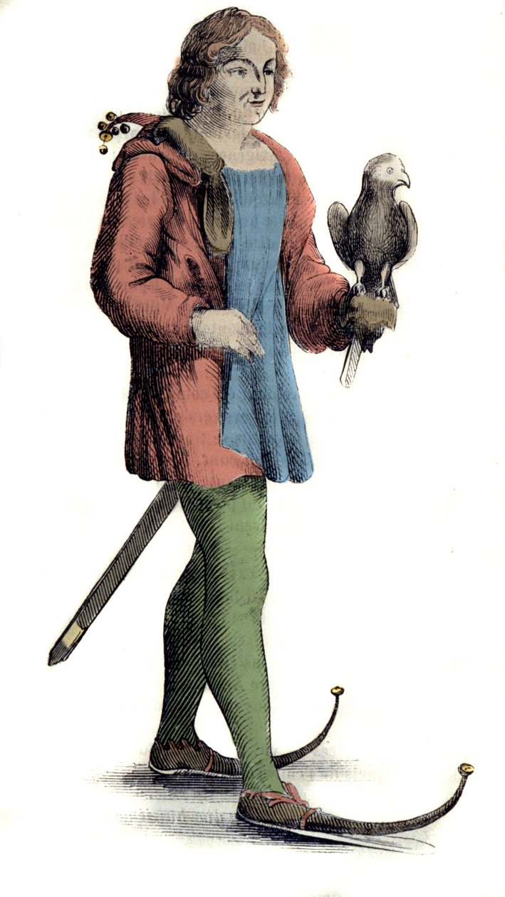 En middelaldrende mann iført sko til føllet. av Unknown artist