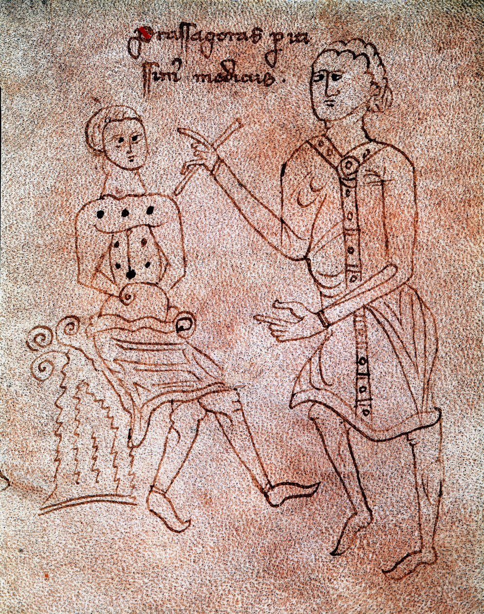 En nevrolog undersøker nervesystemet til en miniatyrpasient fra manuskriptet "" De surgia"" Venezia Biblioteca Marciana fra 1200-tallet av Unknown artist