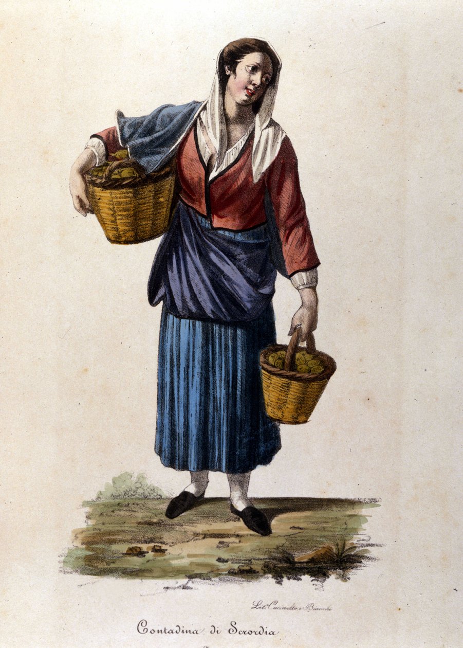 En bonde fra byen Scordia på Sicilia Gravering på 1800-tallet av Unknown artist