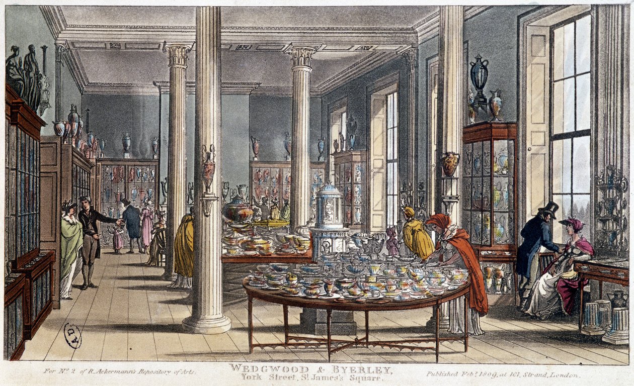 En porselensbutikk i London (England) Wedgwood & Byerley - Litografi rundt 1800 av Unknown artist
