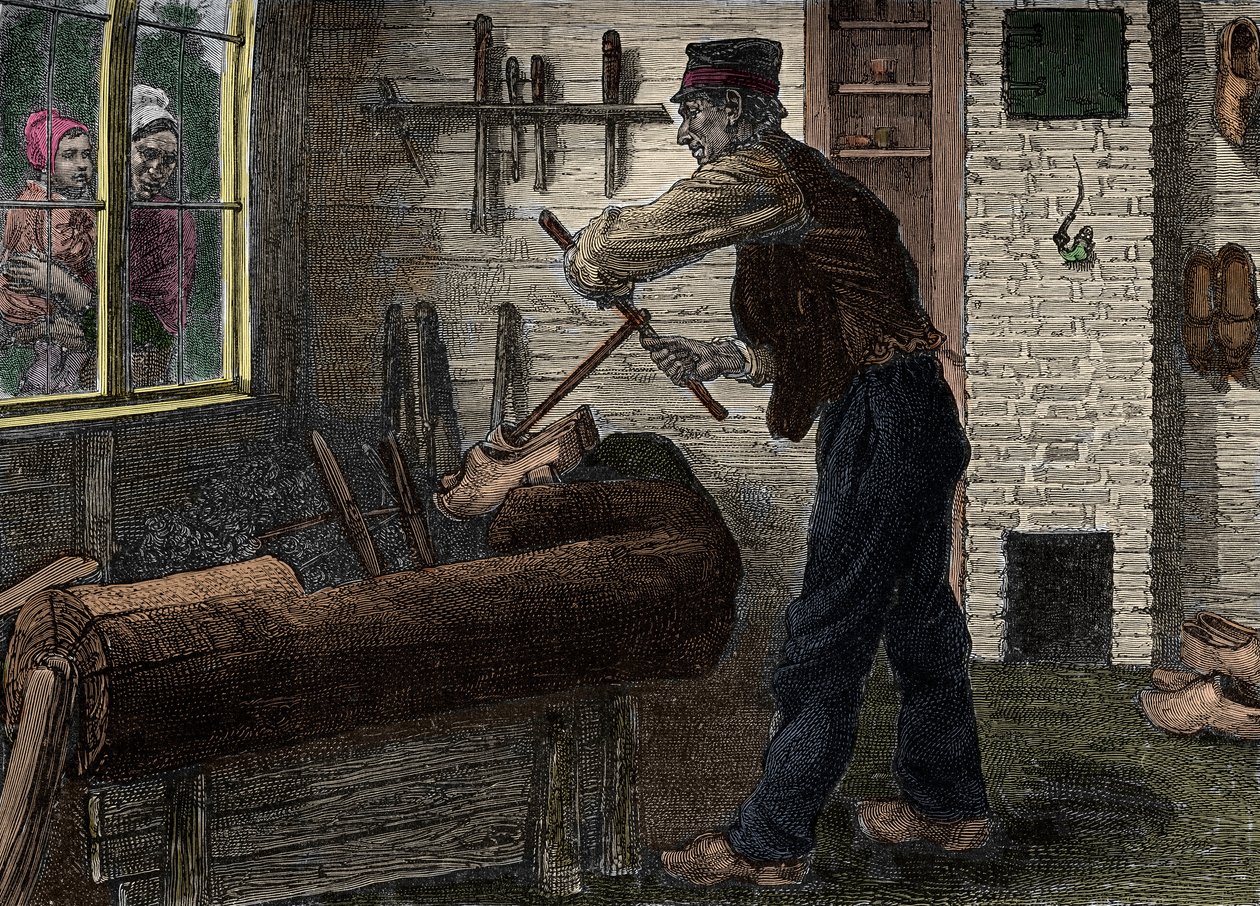 En sabotør på jobb i verkstedet sitt i Belgia, I "" Le journal de la jeunesse 1888"". av Unknown artist
