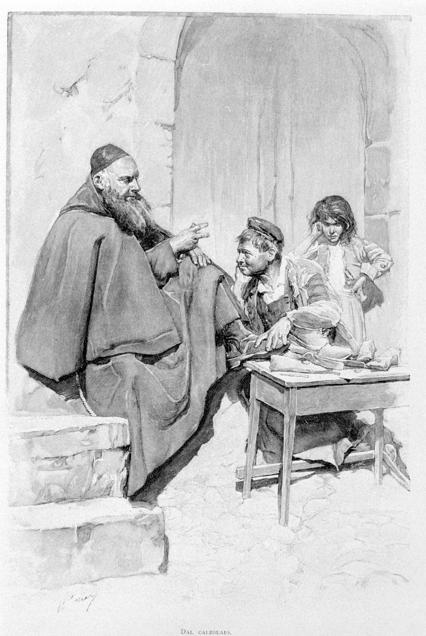 En skomaker på Sicilia i 1870. av Unknown artist