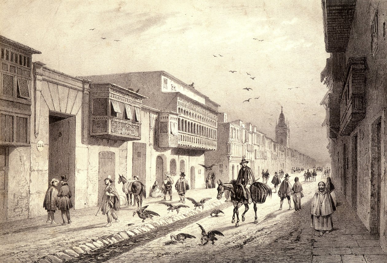 En gate i Valladolid i Lima, Peru. av Unknown artist