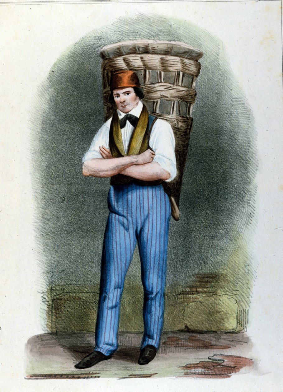 En omreisende selger av brød. Milanos gravering rundt 1820. av Unknown artist