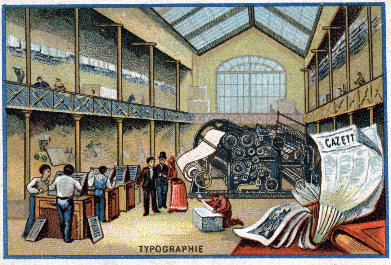 A typography in Paris at the end of the 19th century av Unknown artist