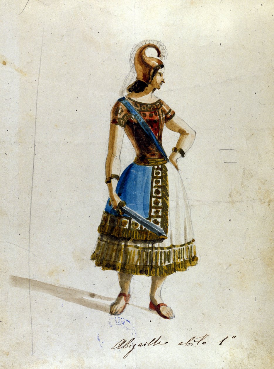 Abigaille-kostyme i operaen av Giuseppe Verdi (1813 - 1901), "" Nabucco""" først kalt "" Nabucodonosor"" Museum of the Scala av Unknown artist