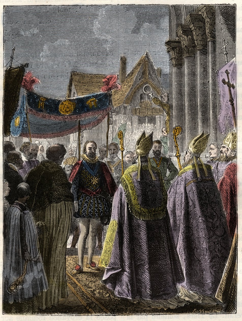 Abjuration of Henry IV and conversion to Catholicism at St. Denis on 15th July av Unknown artist