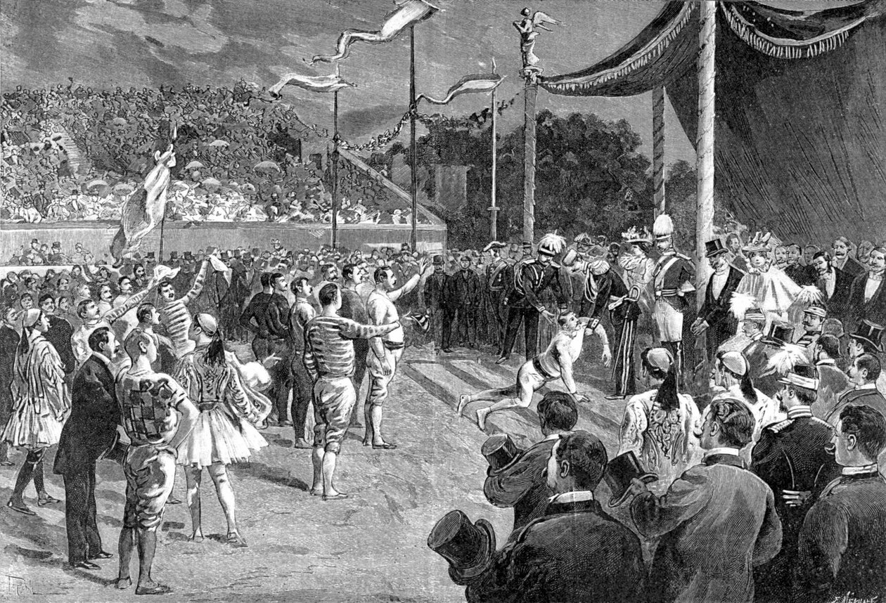 Om de olympiske leker: maratonløperen - i "" The Illustré Journal", 26.04.1896. av Unknown artist
